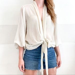 LOVESTITCH Cream Sheer Top